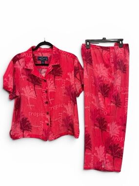 Island Traders Tropical Lounge Set | Button-Up Top + Pants | Vacation Vibes 🌺XL
